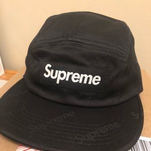 F/W19 Jacquard Logos Twill Camp Cap in Black